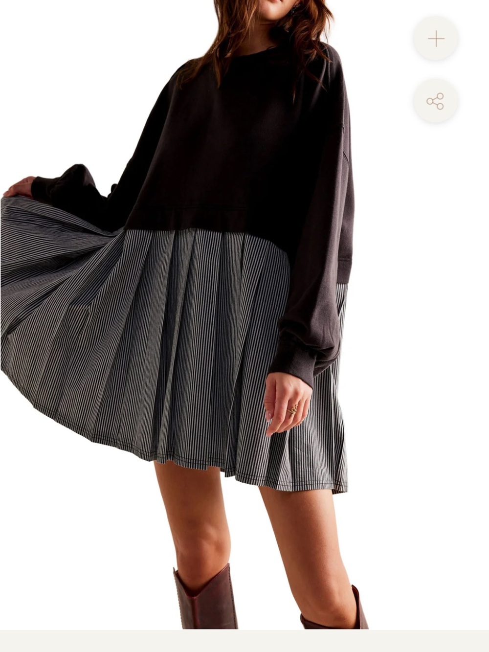 NWT FREE PEOPLE ELEANOR STRIPED SWEATSHIRT - WASHED BLACK COMBO
$148